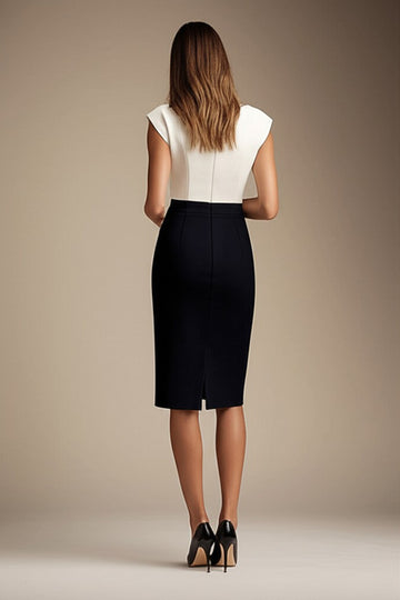 Zwart-witte bodycon formele jurk met boothals